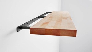 HARDWOOD REFLECTIONS 10 in. W x 24 in. D Unfinished Hevea Floating Decorative Wall Shelf