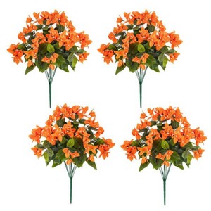 Nearly Natural 19 in. UV Resistant Artificial Bougainvillea Bush (IndoorOutdoor) - (Set of 4)