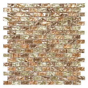 Jeffrey Court Infusion Gold Metallic 11.875 in. x 11.375 in. Interlocking Brick Glass Mosaic Tile - 9.38 SQ FT