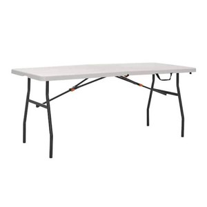 HDX 6 ft. Almond Resin Top IndoorOutdoor Rectangular Folding Utility Table