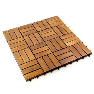 Pro Space 12 in. x 12 in. Acacia Wood Interlocking Flooring Deck Tile Checker Pattern Brown 12-Slats - 110 SQ FT.