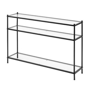 Convenience Concepts Royal Crest 42 in. Black Rectangle Glass Top Console Table with 3-Tiers