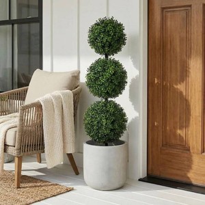 (2) Nearly Natural 3 ft. Boxwood Triple Ball Topiary Artificial Tree (IndoorOutdoor)