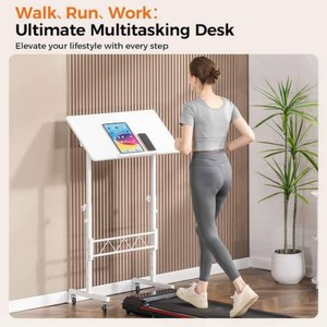 ComHoma Standing Desk 32 in. Adjustable Height and Tiltable Tabletop Gaming Desk Mobile Computer Table,White