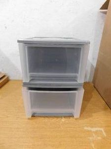 2 tier 1 Drawer Stackable Storage Unit in Gray (12 in. W x 8.39 in. H)
