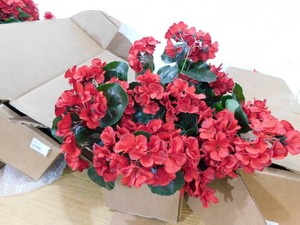 LIVING LUXURY 16 in. Red Artificial Geranium Flower Stem Bush Bouquet - 20 stems