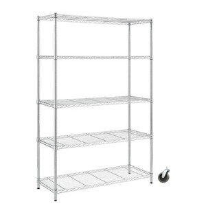 HDX 5-Tier Steel Wire Shelving Unit with Casters in Chrome (48 in. W x 72 in. H x 18 in. D)