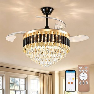 Crystal Fandelier with Lights Black Remote