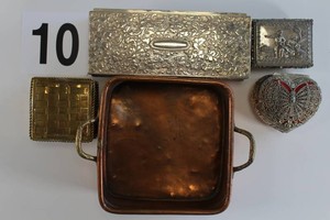 Lot of Vintage Metal Engraved Boxes