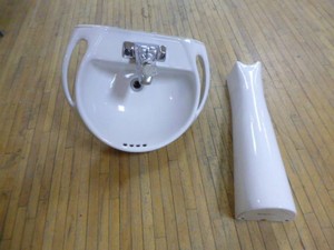 White Ceramic Pedestal Bathroom Sink
