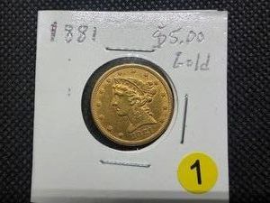1881 $5.00 Gold Liberty Coin - 0.2419 Troy Oz. of Pure Gold