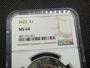 1923 Silver Peace Dollar - NGC MS64 - NGC Price Guide Value for an MS62 is $95