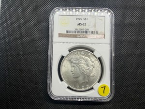 1925 Silver Peace Dollar - NGC MS62
