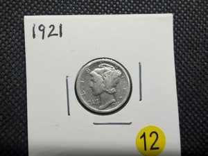 Key Date 1921 Silver Mercury Dime - Greysheet Wholesale Value for an F12 is $100