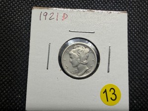 Key Date 1921-D Silver Mercury Dime - Greysheet Wholesale Value for an F12 is $150