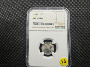 1937 Silver Mercury Dime NGC MS65 Full Bands - NGC Price Guide Value for an MS65 Full Bands is $48