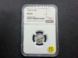 1942-D Silver Mercury Dime NGC MS65  - NGC Price Guide Value for an MS65  is $40