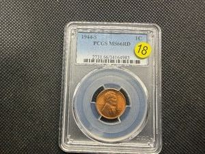 1944-S Lincoln Cent PCGS MS66 RD -  PCGS Price Guide Value for an MS66 RD is $26