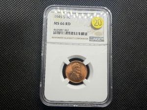 1945-S Lincoln Cent NGC MS66 RD - NGC Price Guide Value for an MS66 RD is $35