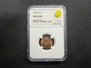 1946-D Lincoln Cent NGC MS66 RD - NGC Price Guide Value for an MS66 RD is $30