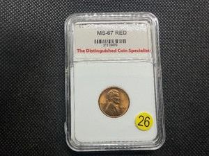 1950-S Lincoln Cent TDCS MS67 RD - Greysheet Wholesale Value  for an MS67 RD is $300