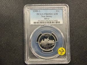 1999-S Silver New Jersey Washington Quarter PCGS PR69DCAM - PCGS Price Guide Value for a PR69DCAM is $25