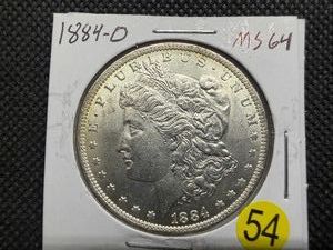 1884-O Silver Morgan Dollar Marked MS64 when Purchased - Greysheet Wholesale Value for an MS64 is $94