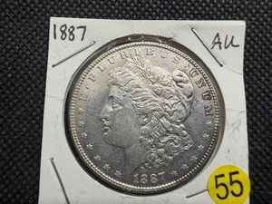 1887 Silver Morgan Dollar Marked AU when Purchased