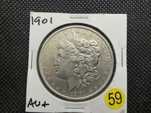 Semi-Key Date 1901 Silver Morgan Dollar Marked AU when Purchased - Greysheet Wholesale Value for an AU58 is $1,175.00