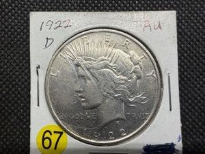 1922-D Silver Peace Dollar Marked AU when Purchased