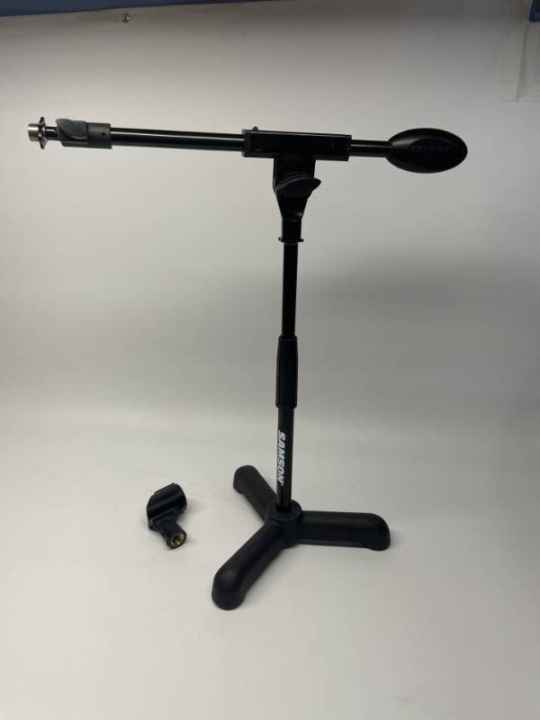 Samson MB1 Heavy Duty Low-Profile Adjustable Mini Boom Microphone Stand with Shure Mic Clip Adapter