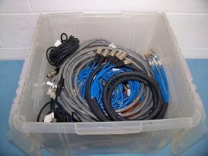 Plastic Bin with Miscellaneous Cables