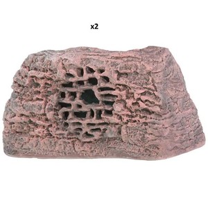 (2) Rockustics Rocquette (P-5079) Rock-Shaped Outdoor Weatherproof Patio  Landscaping Pro Audio Speakers - Brown in color - NEW IN BOX