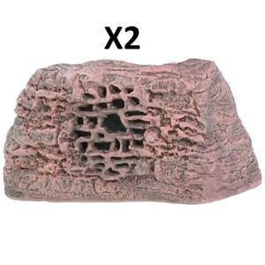 (2) Rockustics Rocquette (P-5079) Rock-Shaped Outdoor Weatherproof Patio  Landscaping Pro Audio Speakers - Brown in color - NEW IN BOX