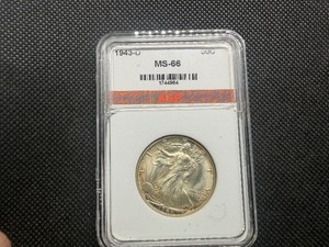 1943 D Walking Liberty Silver Half Dollar AGP MS66