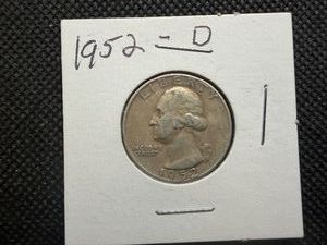 1952 D Silver Washington Quarter