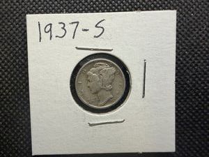 1937 S Silver Mercury Dime