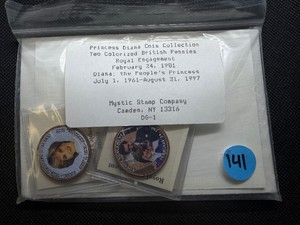 Princess Diana Coin Collection Two Colorized British Pennies Royal Engagement February 24 1981