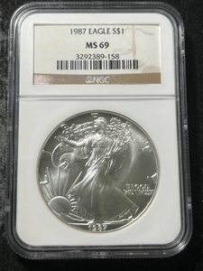 1987 AMERICAN SILVER EAGLE NGC MS69