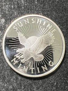 1 TROY OZ .999 FINE SILVER SUNSHINE MINTING ROUND