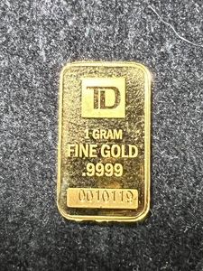 1 GRAM .999 FINE GOLD TD BAR
