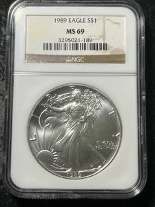1989 AMERICAN SILVER EAGLE NGC MS69