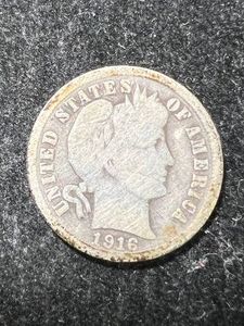 1916 US BARBER DIME