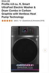 Ge washer dryer combo unit