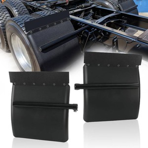 Quarter Fenders for Semi Truck 24 x 24 Black Poly Mud Guards with Tube Brackets & Mounting Hardware Kit, Left & Right Fender Set fit for Kenworth, Freightliner, Peterbilt, and Trailer Trucks