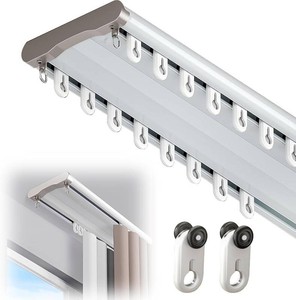 Double Curtain Track Ceiling Mount, 9.2ft (2.8m) Heavy Duty White Aluminum Alloy Curtain Rail with Nano Rollers, Blackout Drop Ceiling Track for Bedroom Window Hotel (White)