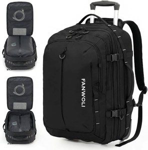 $133 Fanwoli Rolling Vacuum Backpack Travel with One-Button Compression, 55L Expandable, Water Resistant Carry-On Suitcase Luggage, Ideal for OutdoorFamilyTrips