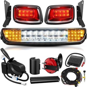 $133 EZGO Deluxe Light Bar Kit, Golf Cart LED Light Kit for EZGO TXT 1996-2013 Gas&Electric Carts, with 12V Street Legal LED Headlight Taillights Turn Signals Hazard Light Switch Horn Brake Pad
