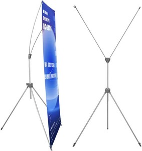 QKA Reinforced X Banner Stand with Portable Bag, Adjustable banner sizes from 23x63 to 32x78 inches,Ideal for exhibitions, restaurants, theaters.1 Pack