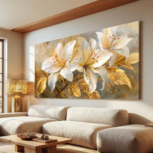 Canvas Wall Art Decor White Flower Pictures Wall Decor For Living Room Gold Botanical Wall Art Decor Modern Aesthetics Wall Art Paintings Prints For Home Bedroom Office Room Wall Decor 20 40 Inch